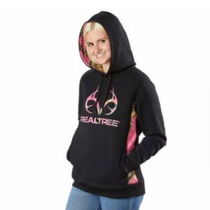 Realtree Black With Pink Camo Cotton Hoodie Size M